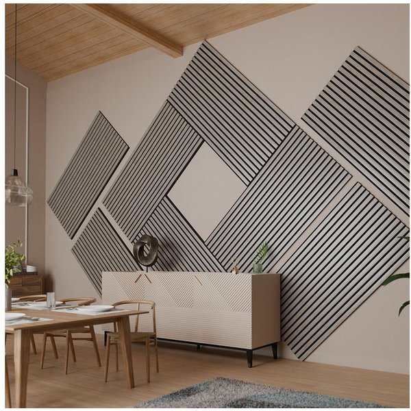 Juskys Wandpaneel, BxL: 60x120 cm, Schallabsorbierend, moderne Holzoptik, hall- und lärmreduzierend