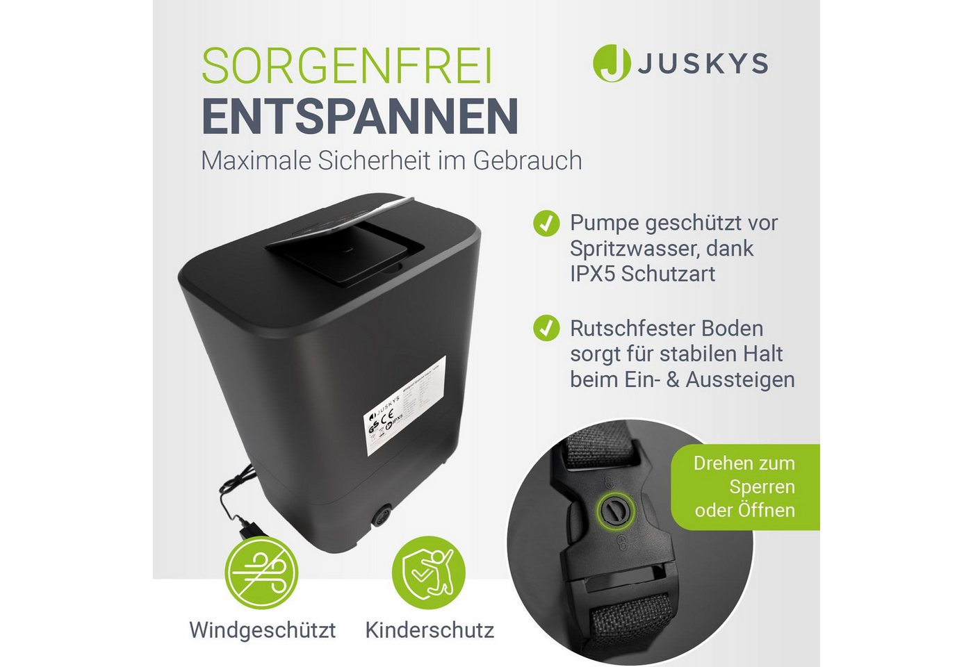 Juskys Whirlpool SpaLuxe, Aufblasbar, (1-tlg), 130 Sprudeldüsen, Inkl. Pumpe und Zubehör, LED-Beleuchtung – Bild 2 von 5