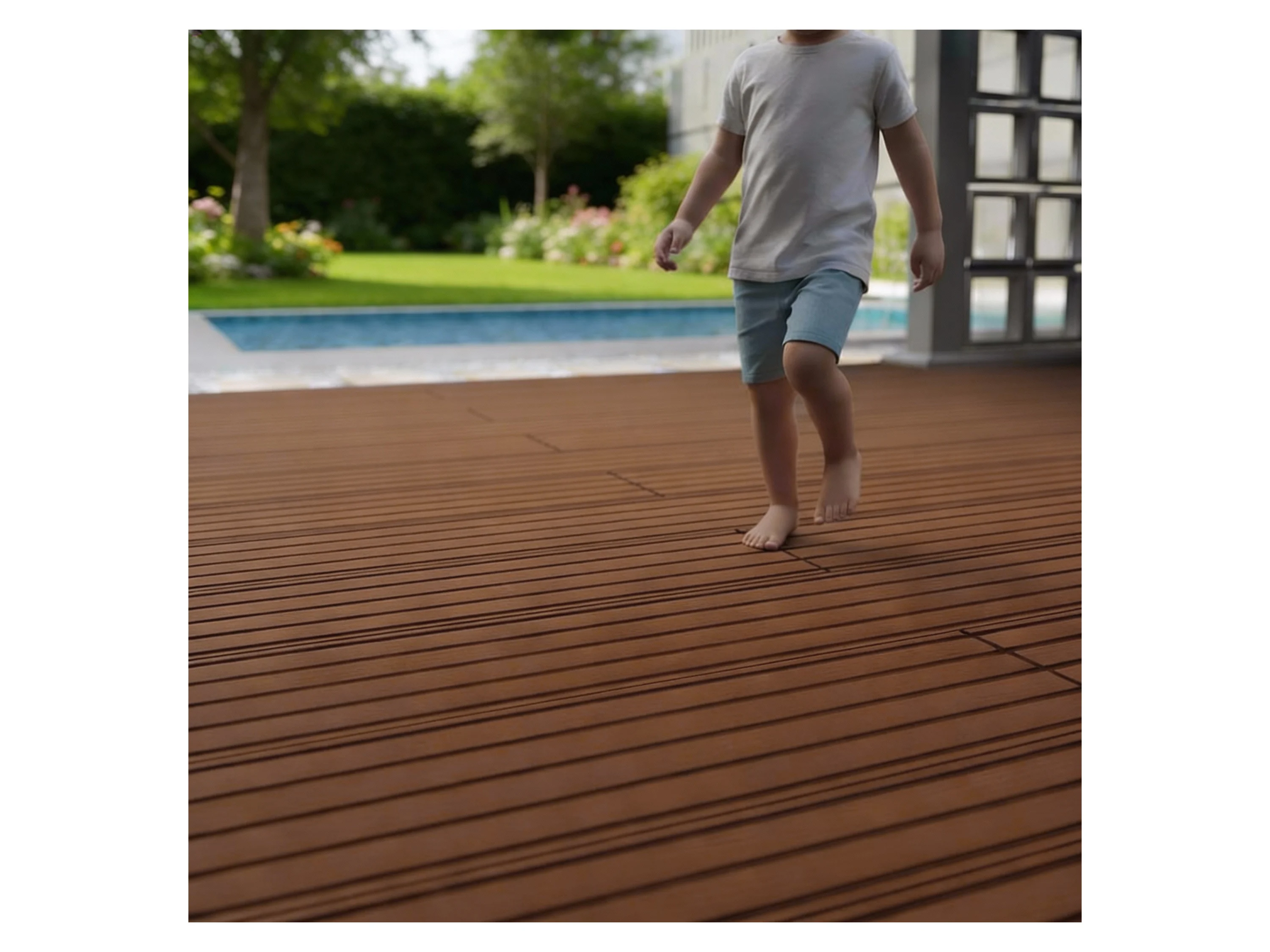 JUSKYS WPC Terrassendielen, mit Clipsystem (2 m², Teak) – Bild 3 von 4