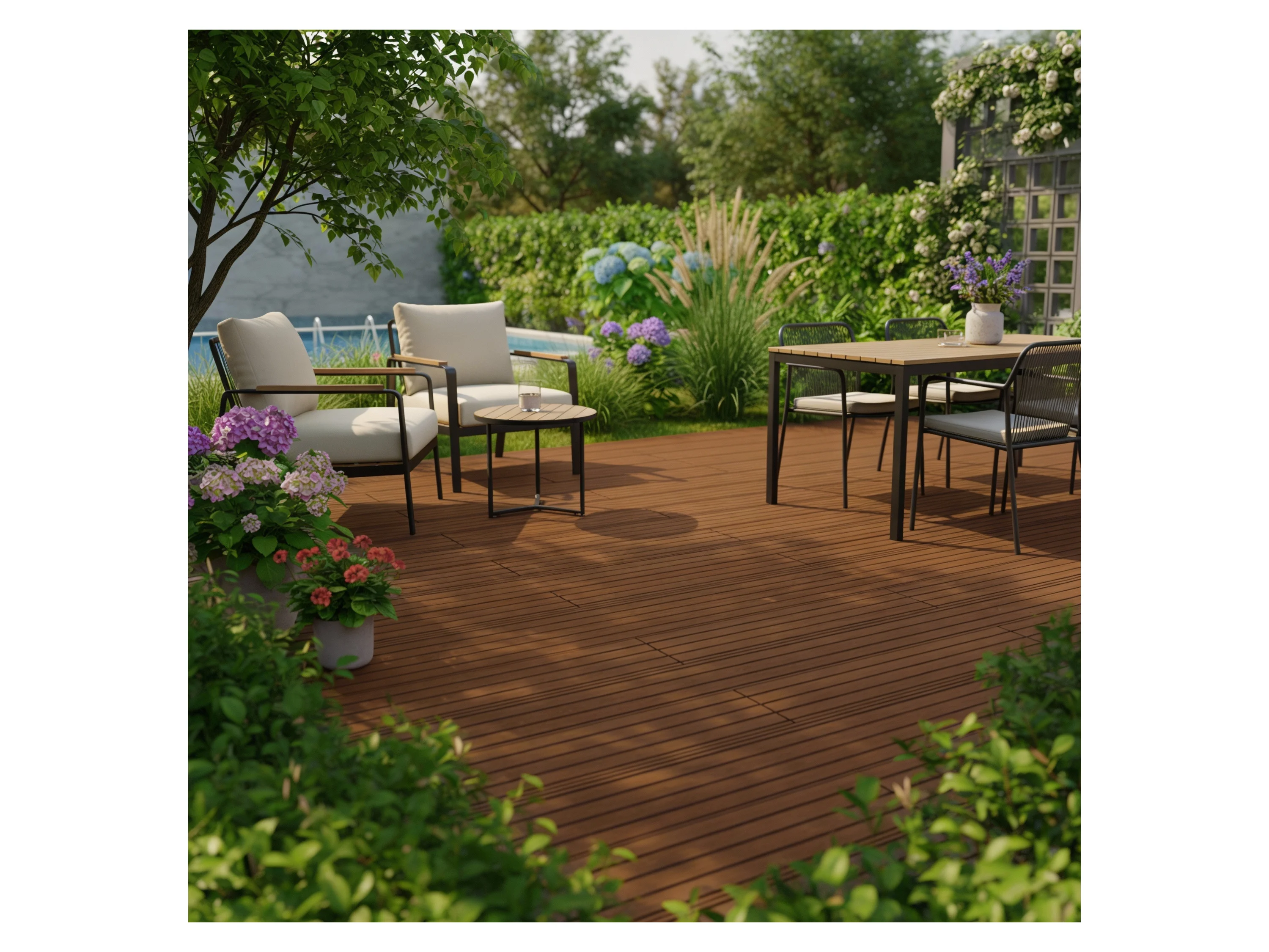 JUSKYS WPC Terrassendielen, mit Clipsystem (2 m², Teak) – Bild 4 von 4