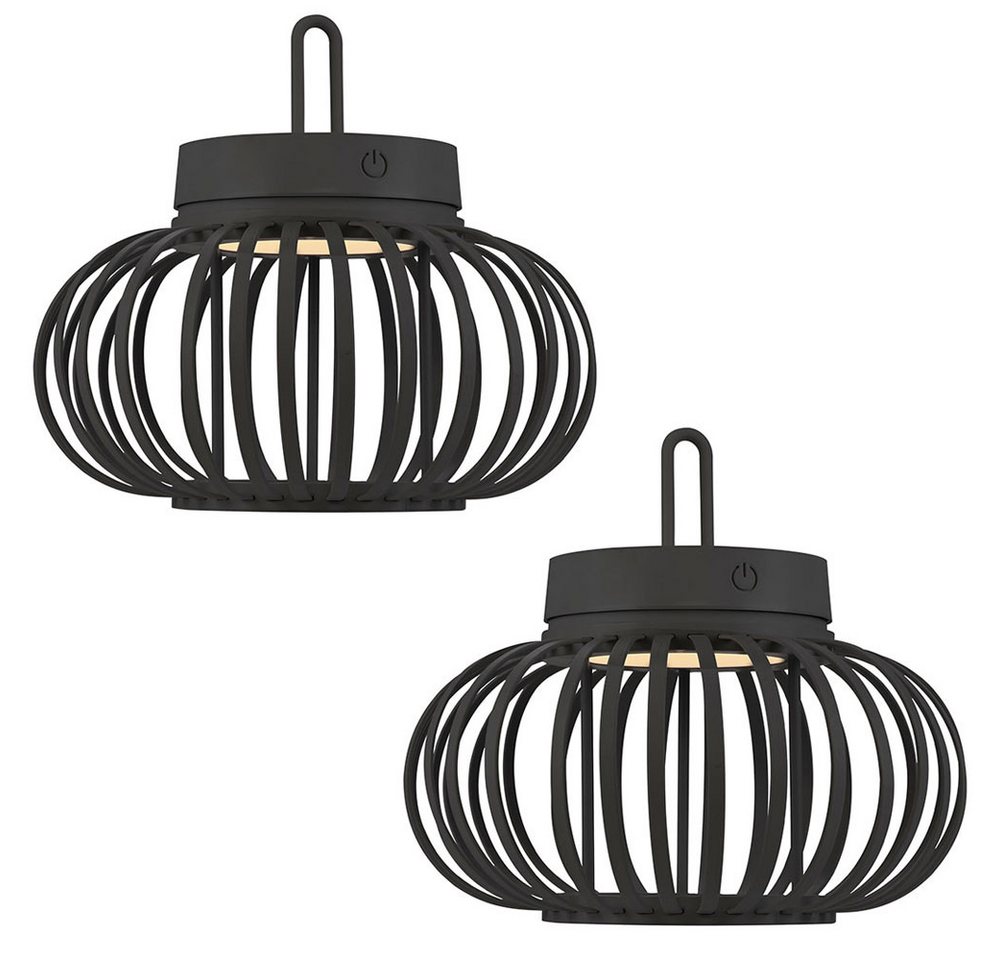 JUST LIGHT LED Außen-Tischleuchte, LED-Leuchtmittel fest verbaut, Warmweiß, 2x Tischleuchte Pendellampe Innen Außen LED Touchdimmer D 25 cm – Bild 2 von 5