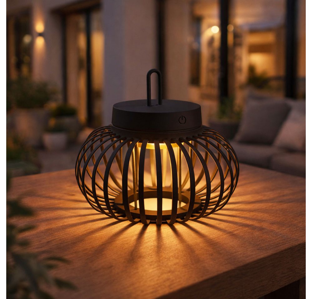 JUST LIGHT LED Außen-Tischleuchte, LED-Leuchtmittel fest verbaut, Warmweiß, 2x Tischleuchte Pendellampe Innen Außen LED Touchdimmer D 25 cm – Bild 3 von 5