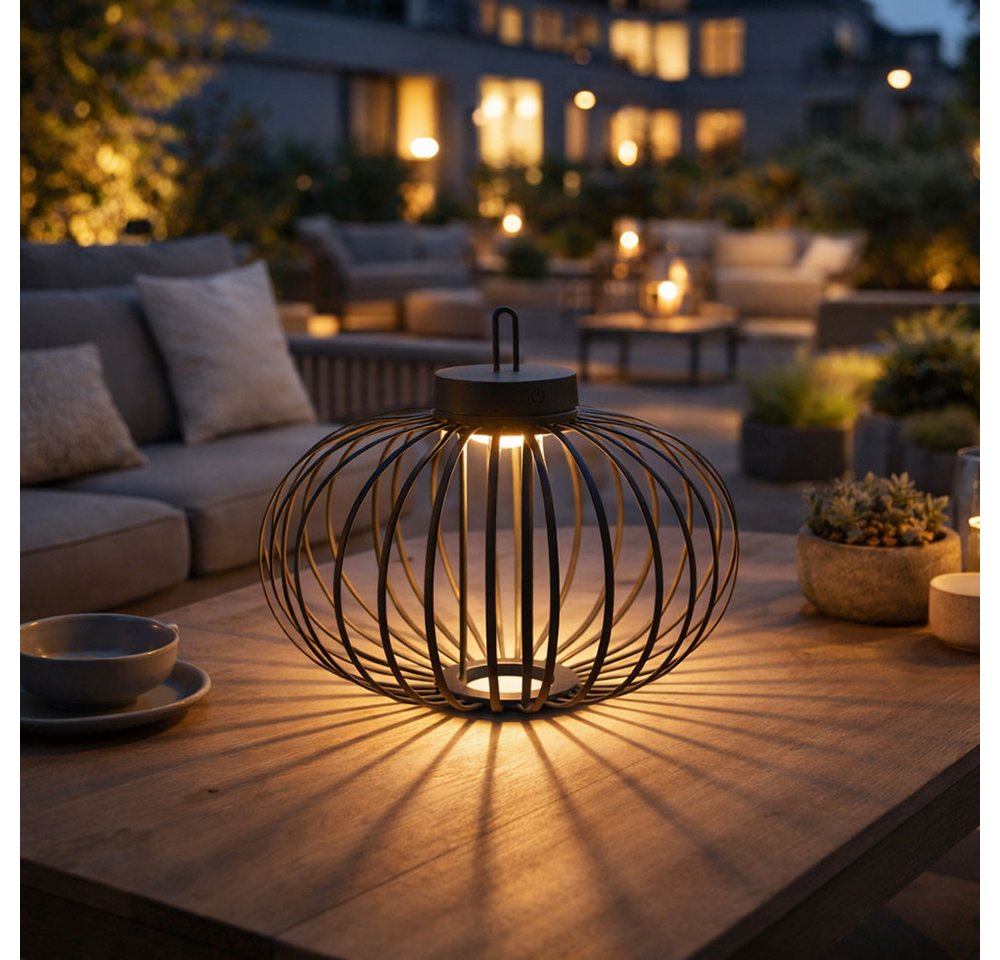 JUST LIGHT LED Außen-Tischleuchte, LED-Leuchtmittel fest verbaut, Warmweiß, Tischlampe Pendelleuchte Außen Innen LED Touchdimmer Akku D 46 cm – Bild 3 von 5