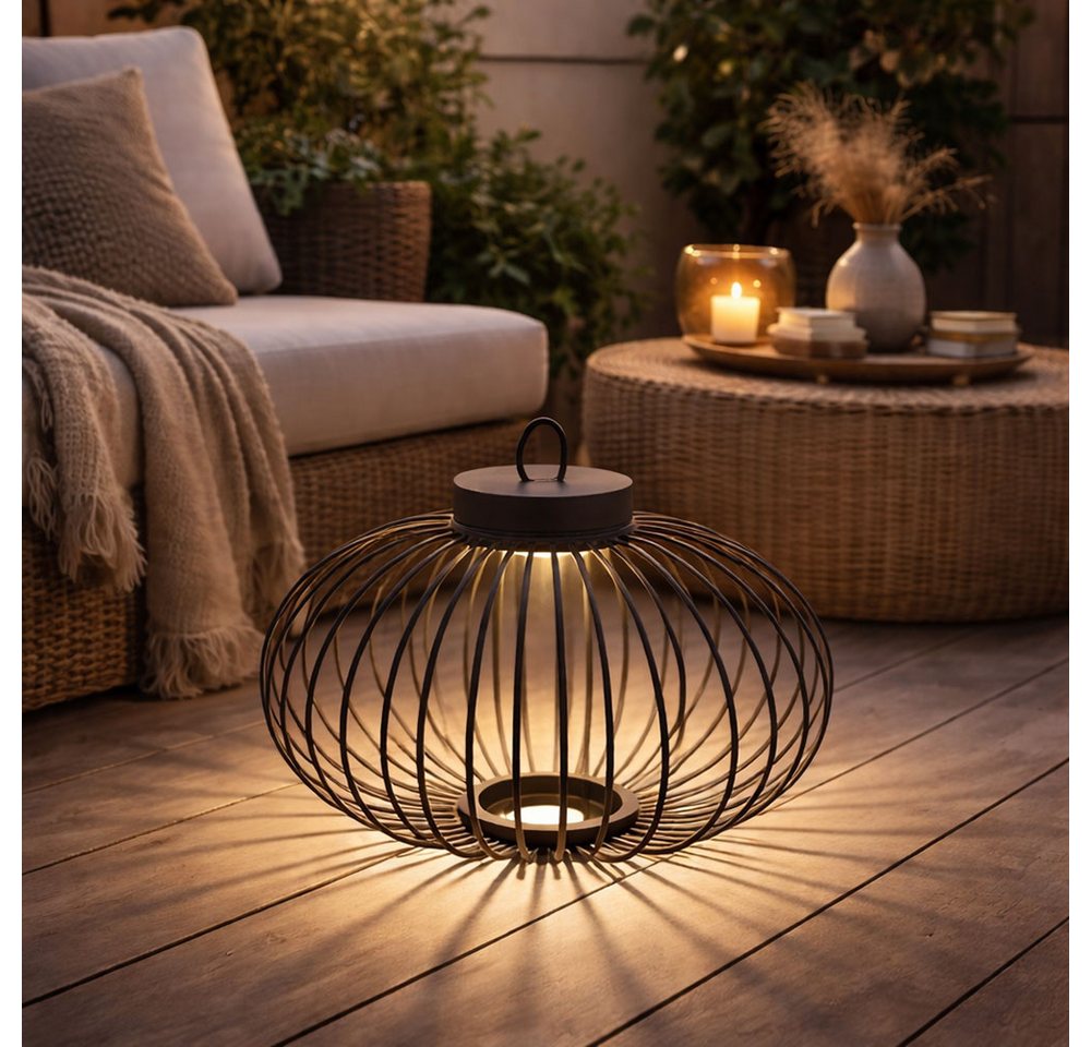 JUST LIGHT LED Außen-Tischleuchte, LED-Leuchtmittel fest verbaut, Warmweiß, Tischlampe Pendelleuchte Außen Innen LED Touchdimmer Akku D 46 cm – Bild 4 von 5