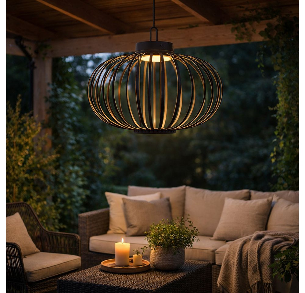 JUST LIGHT LED Außen-Tischleuchte, LED-Leuchtmittel fest verbaut, Warmweiß, Tischlampe Pendelleuchte Außen Innen LED Touchdimmer Akku D 46 cm – Bild 5 von 5