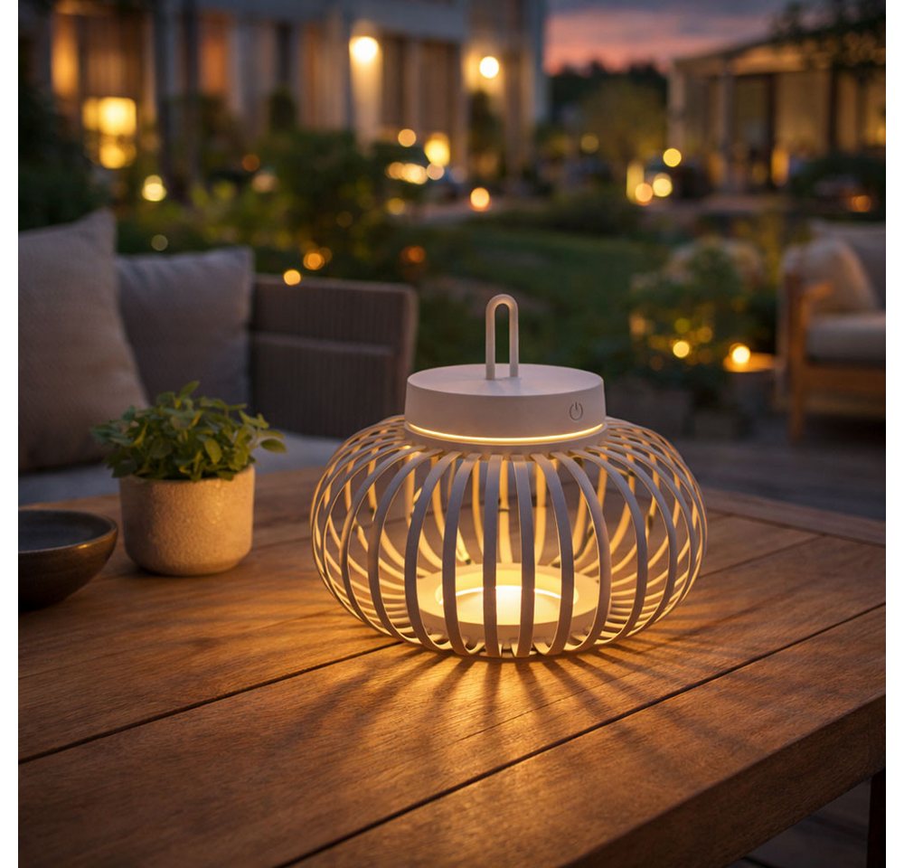 JUST LIGHT LED Außen-Tischleuchte, LED-Leuchtmittel fest verbaut, Warmweiß, Tischlampe Pendelleuchte Außen Innen LED Touchdimmer sand D 25 cm – Bild 4 von 5