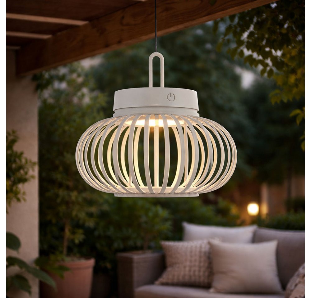 JUST LIGHT LED Außen-Tischleuchte, LED-Leuchtmittel fest verbaut, Warmweiß, Tischlampe Pendelleuchte Außen Innen LED Touchdimmer sand D 25 cm – Bild 5 von 5