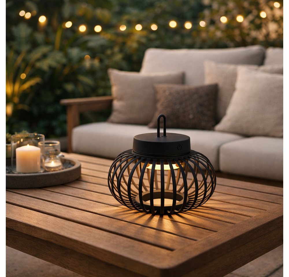 JUST LIGHT LED Außen-Tischleuchte, LED-Leuchtmittel fest verbaut, Warmweiß, Tischleuchte Pendellampe Innen Außen LED Touchdimmer Akku D 25 cm – Bild 3 von 5