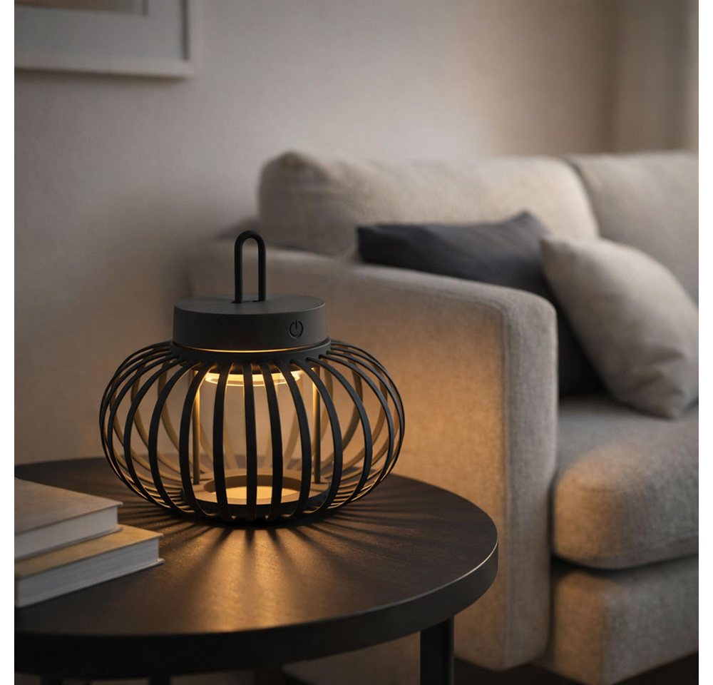 JUST LIGHT LED Außen-Tischleuchte, LED-Leuchtmittel fest verbaut, Warmweiß, Tischleuchte Pendellampe Innen Außen LED Touchdimmer Akku D 25 cm – Bild 5 von 5