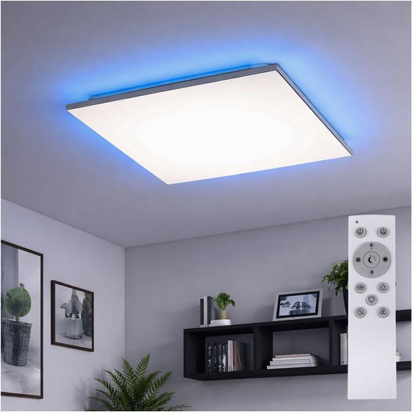 JUST LIGHT LED Deckenleuchte, LED-Leuchtmittel fest verbaut, Farbwechsel, Neutralweiß, Kaltweiß, Warmweiß, Tageslichtweiß, Deckenlampe LED weiß mit Fernbedienun