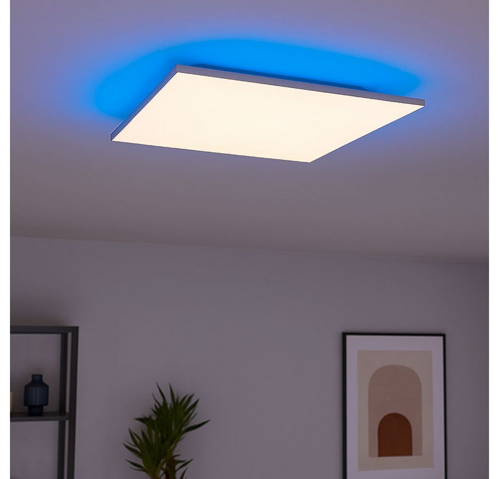 JUST LIGHT LED Deckenleuchte, LED-Leuchtmittel fest verbaut, Farbwechsel, Neutralweiß, Kaltweiß, Warmweiß, Tageslichtweiß, Deckenlampe LED weiß mit Fernbedienun – Bild 4 von 5