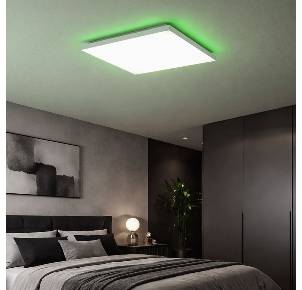 JUST LIGHT LED Deckenleuchte, LED-Leuchtmittel fest verbaut, Farbwechsel, Neutralweiß, Kaltweiß, Warmweiß, Tageslichtweiß, Deckenlampe LED weiß mit Fernbedienun – Bild 5 von 5