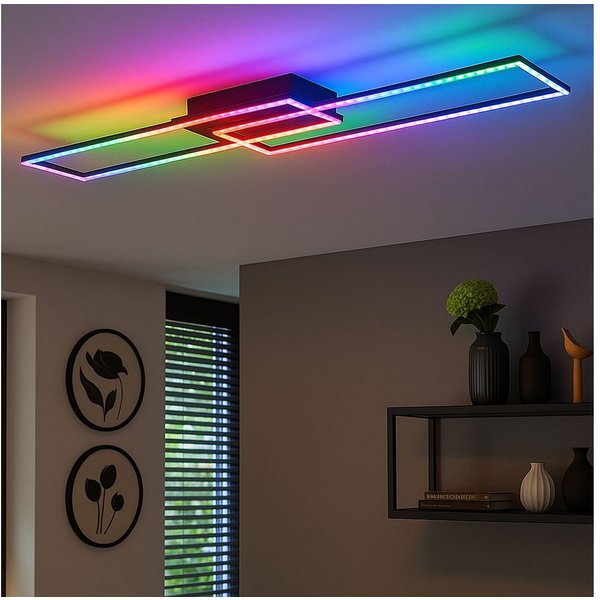 JUST LIGHT LED Deckenleuchte, LED-Leuchtmittel fest verbaut, Farbwechsel, Neutralweiß, Kaltweiß, Warmweiß, Tageslichtweiß, Deckenlampe Deckenleuchte LED Dimmer 