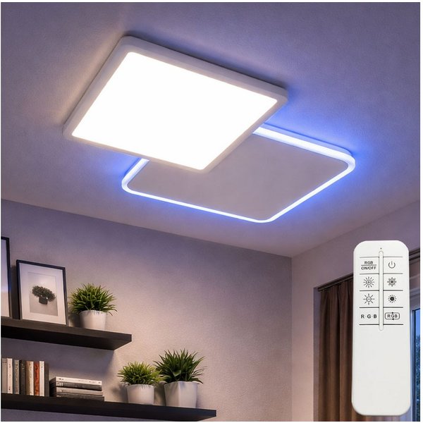 JUST LIGHT LED Deckenleuchte, LED-Leuchtmittel fest verbaut, Kaltweiß, Warmweiß, Neutralweiß, Tageslichtweiß, Farbwechsel, LED Deckenleuchte Farbwechsel rechtec
