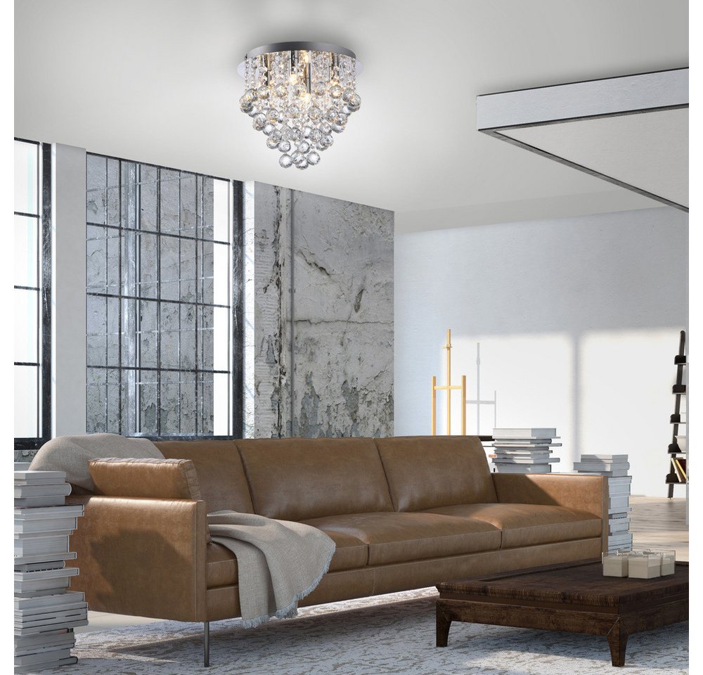 JUST LIGHT LED Deckenleuchte Deckenlampe Kulunka, 4xG9 Leuchtmittel wechselbar, G9 LED, Kristall Prismen Chrom, dekorativ Lichteffekt 4xG9 – Bild 3 von 5