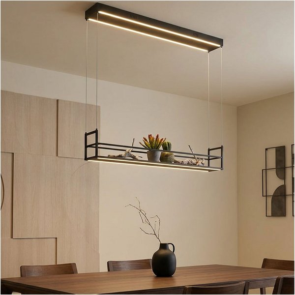 JUST LIGHT LED-Hängeleuchte, LED-Leuchtmittel fest verbaut, Warmweiß, LED Hängelampe Esstisch Pendelleuchte Gewürzregal Memory H 60-120 cm