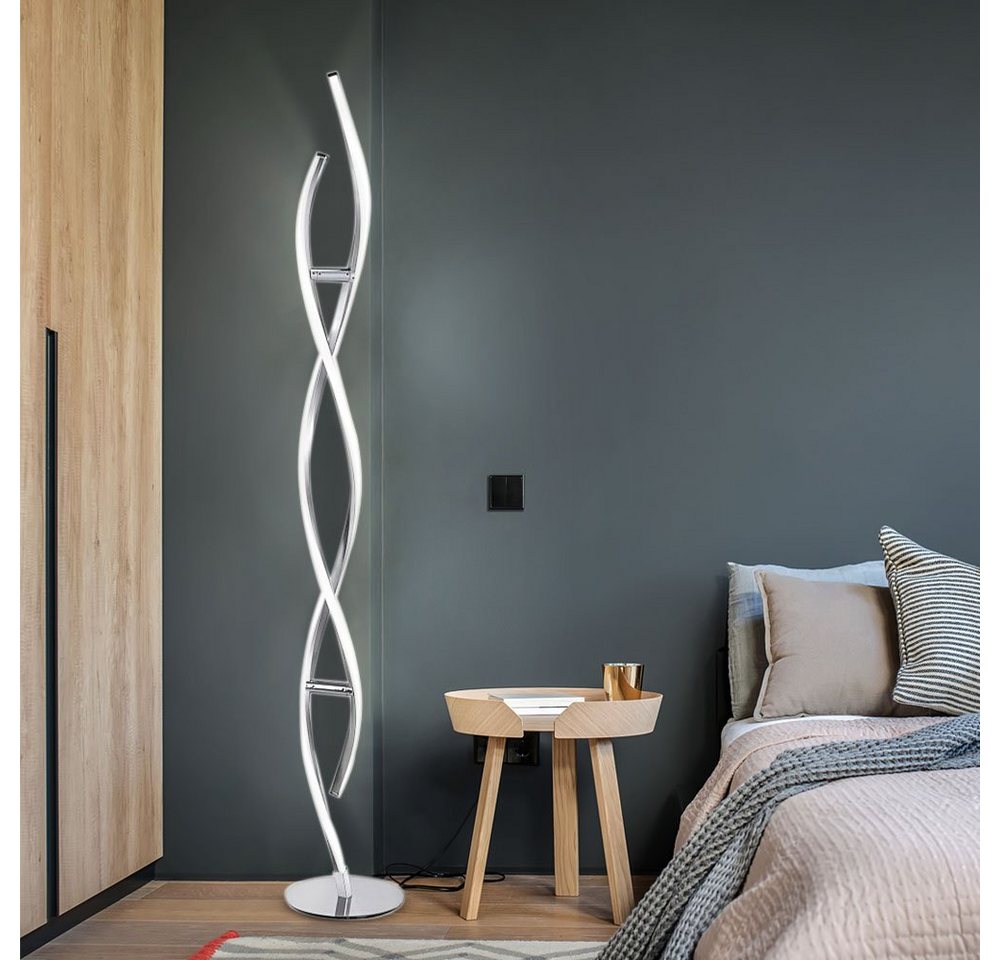 JUST LIGHT LED Stehlampe, LED-Leuchtmittel fest verbaut, Warmweiß, LED Design Steh Leuchte geschwungen Wohn Zimmer Beleuchtung – Bild 2 von 5