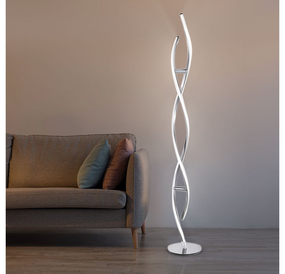 JUST LIGHT LED Stehlampe, LED-Leuchtmittel fest verbaut, Warmweiß, LED Design Steh Leuchte geschwungen Wohn Zimmer Beleuchtung – Bild 4 von 5