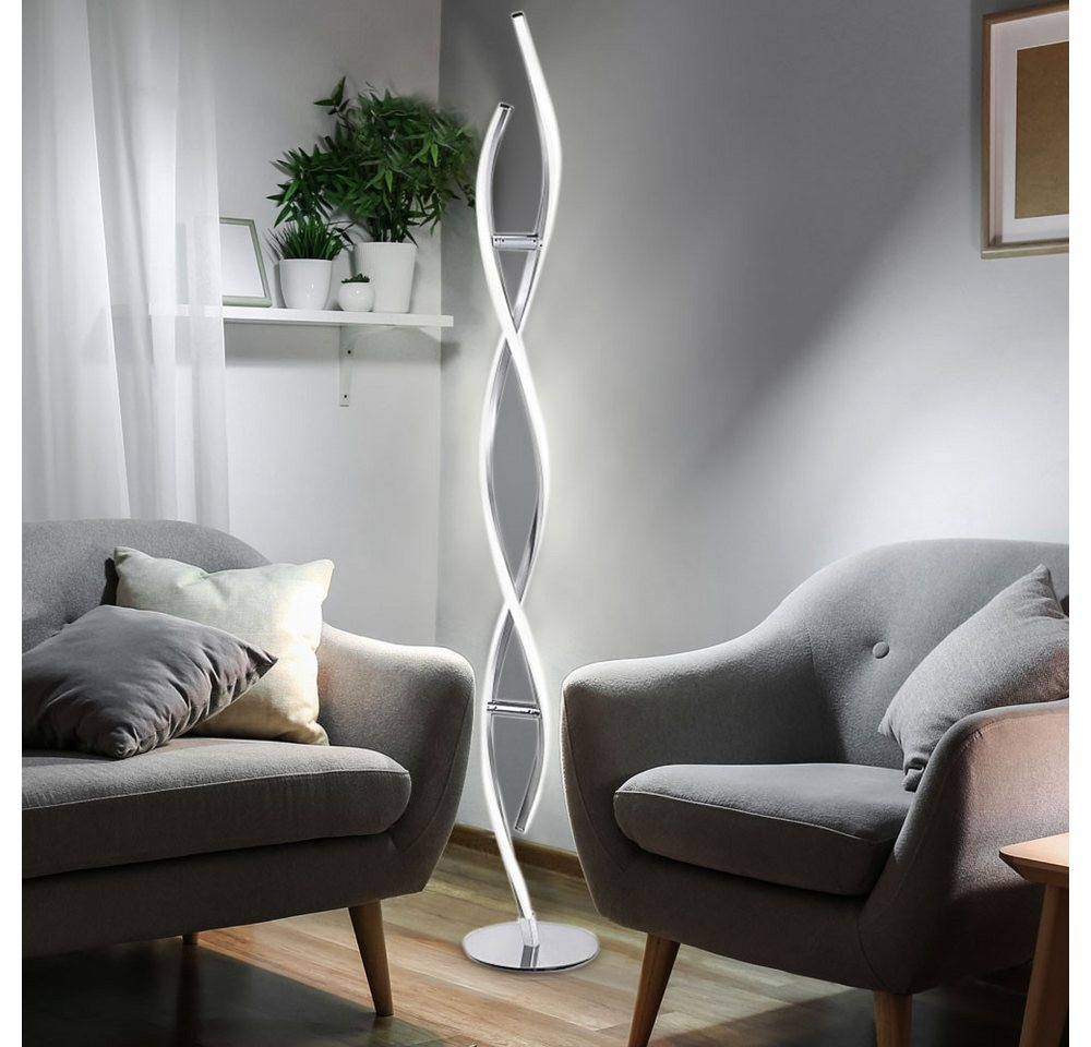 JUST LIGHT LED Stehlampe, LED-Leuchtmittel fest verbaut, Warmweiß, LED Design Steh Leuchte geschwungen Wohn Zimmer Beleuchtung – Bild 5 von 5