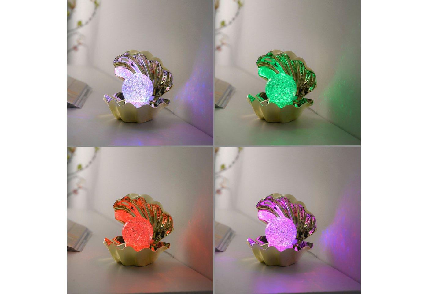 JUST LIGHT LED Tischleuchte ARIELLE, Ein-/Ausschalter, LED fest integriert, Farbwechsler, Glaskugel mit wunderschönem Glitzereffekt – Bild 5 von 5
