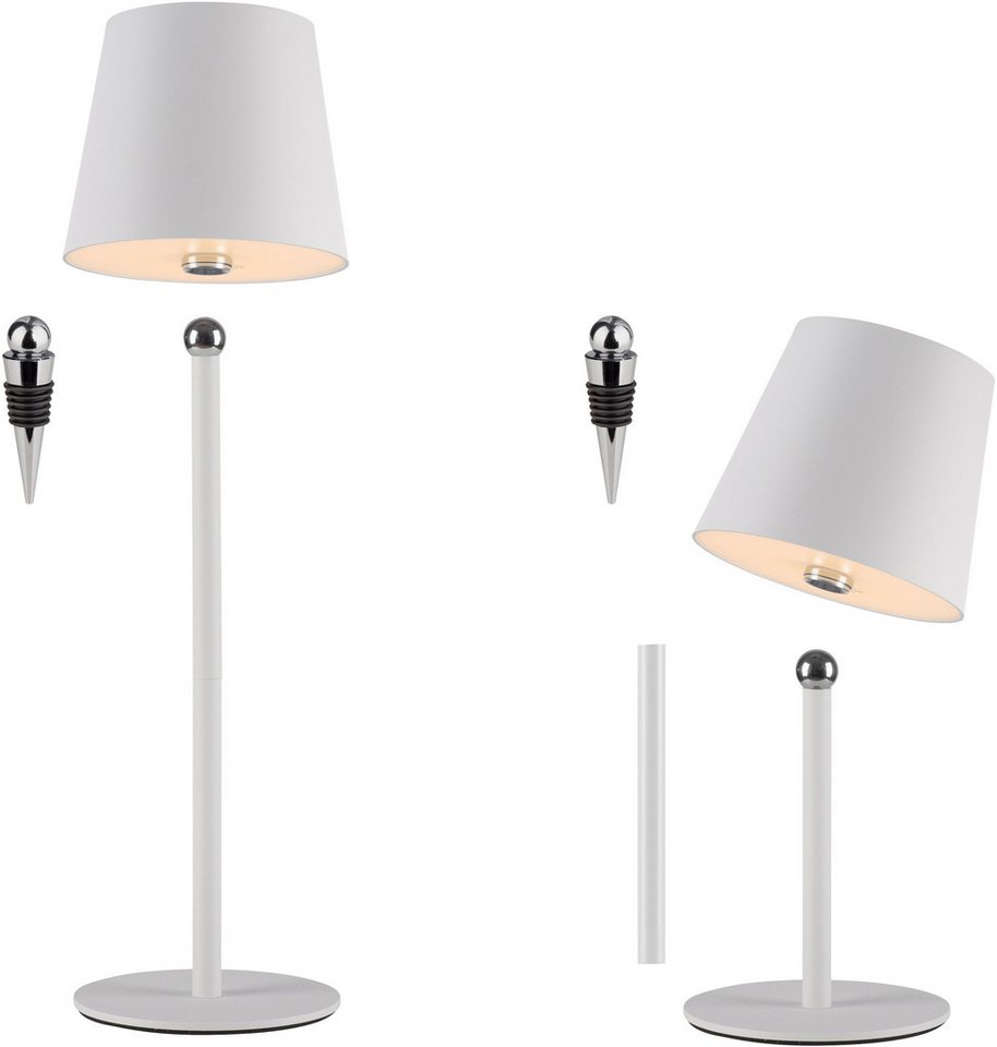 JUST LIGHT LED Tischleuchte BOTERIA - Set 2 Stück, inkl. Flaschenaufsatz, Memoryfunktion, LED fest integriert, Warmweiß, Akkubetrieben, aufladbar, magnetisch, d – Bild 3 von 5