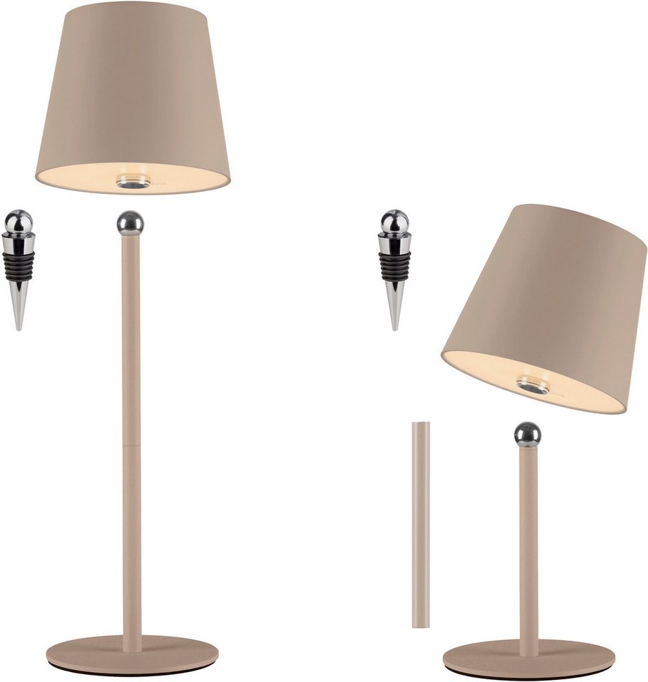 JUST LIGHT LED Tischleuchte BOTERIA - Set 2 Stück, inkl. Flaschenaufsatz, Memoryfunktion, LED fest integriert, Warmweiß, Akkubetrieben, aufladbar, magnetisch, d – Bild 3 von 5