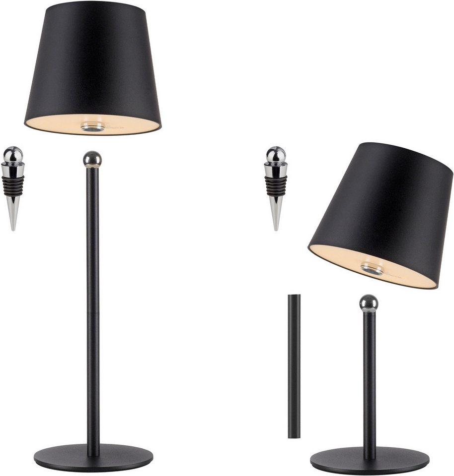 JUST LIGHT LED Tischleuchte BOTERIA - Set 2 Stück, inkl. Flaschenaufsatz, Memoryfunktion, LED fest integriert, Warmweiß, Akkubetrieben, aufladbar, magnetisch, d – Bild 3 von 5