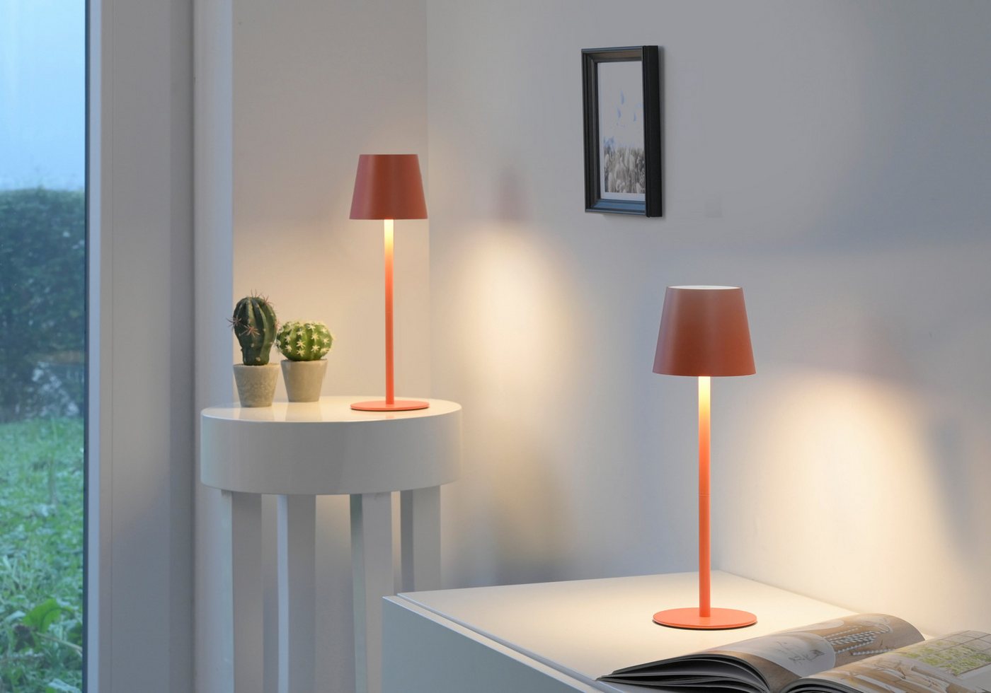 JUST LIGHT LED Tischleuchte EURIA, 2er Set, Dimmfunktion, Memory, nach Trennung vom Netz, LED fest integriert, Warmweiß, LED Akku Tischlampe – Bild 2 von 5