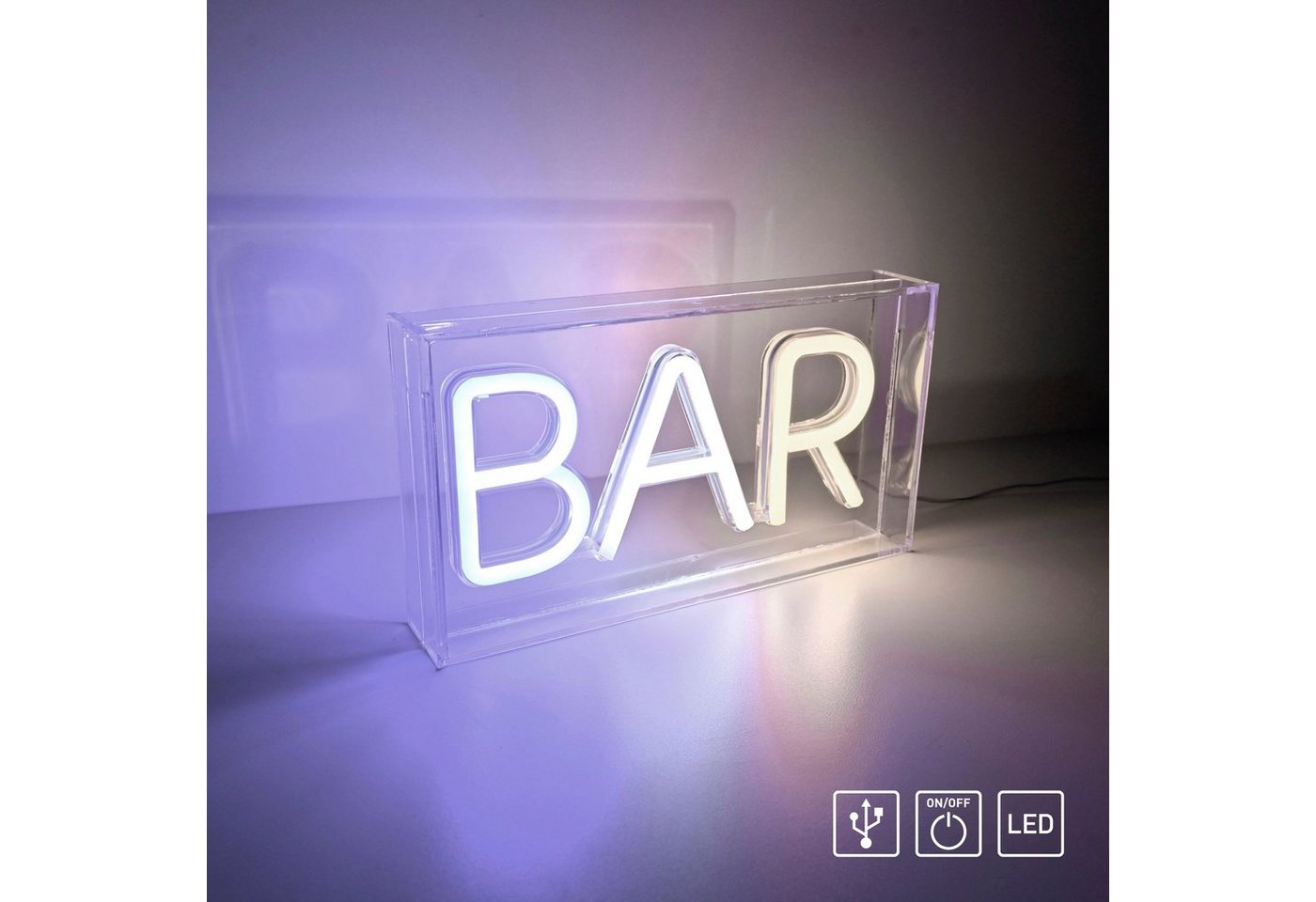 JUST LIGHT LED Wandleuchte NEON-BAR, LED fest integriert, Warmweiß – Bild 4 von 5