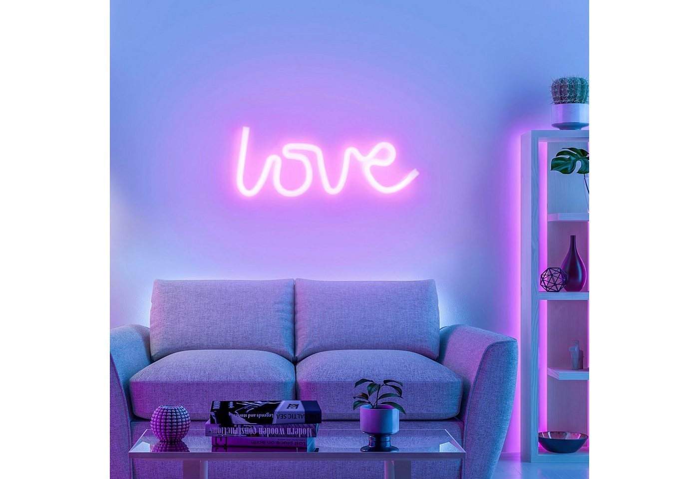 JUST LIGHT LED Wandleuchte NEON-LOVE, LED fest integriert, Warmweiß – Bild 2 von 5