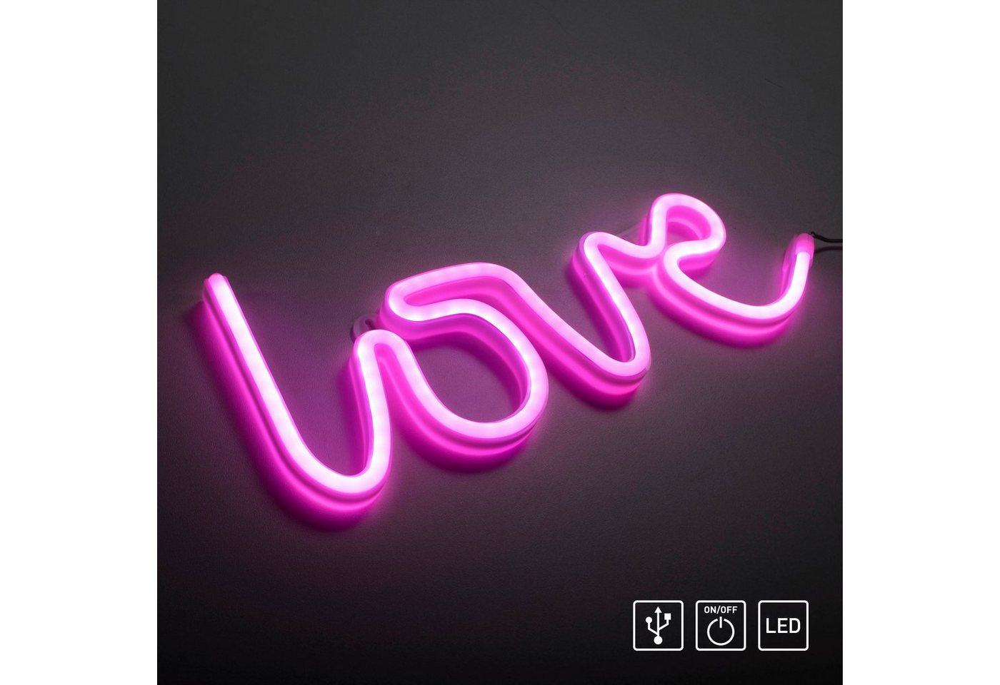 JUST LIGHT LED Wandleuchte NEON-LOVE, LED fest integriert, Warmweiß – Bild 5 von 5