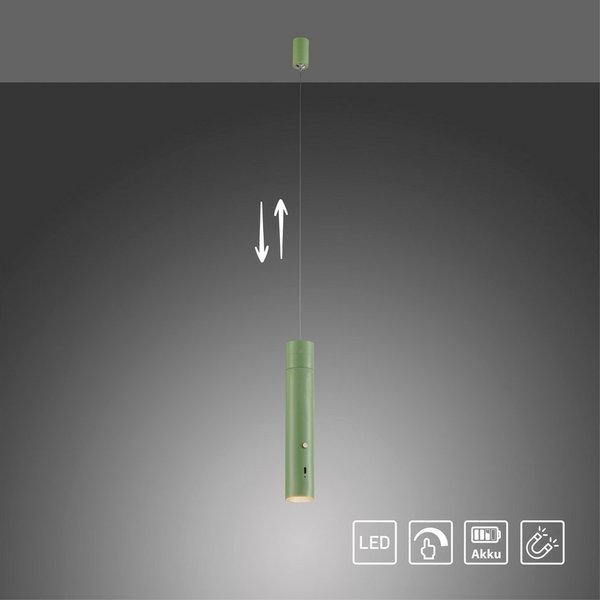 JUST LIGHT Pendelleuchte ATTACH, Dimmfunktion, LED fest integriert, Warmweiß, Akkuleuchte, mobile Lichtlösung, Taschenlampe