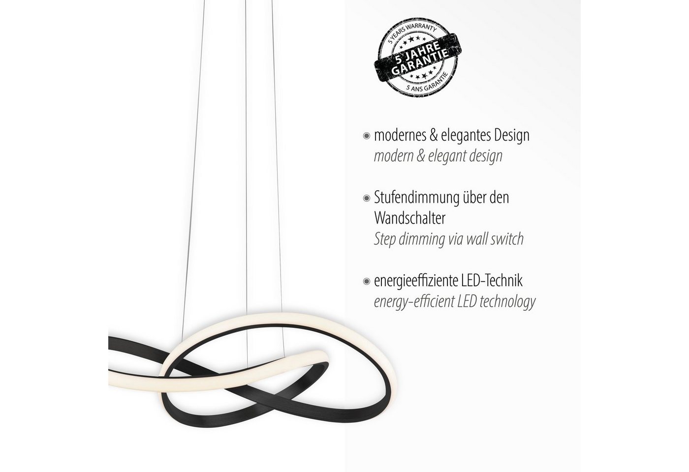JUST LIGHT Pendelleuchte MARIA, LED fest integriert, Warmweiß, LED, dimmbar, Switchmo – Bild 4 von 5