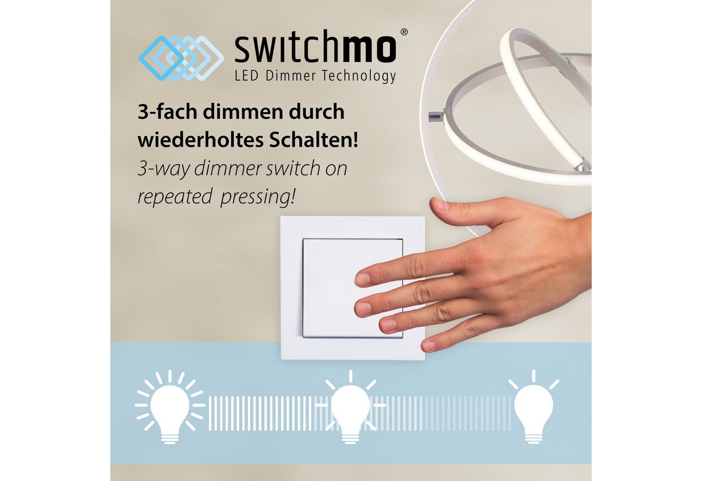 JUST LIGHT Pendelleuchte MARIA, LED fest integriert, Warmweiß, LED, dimmbar, Switchmo – Bild 5 von 5