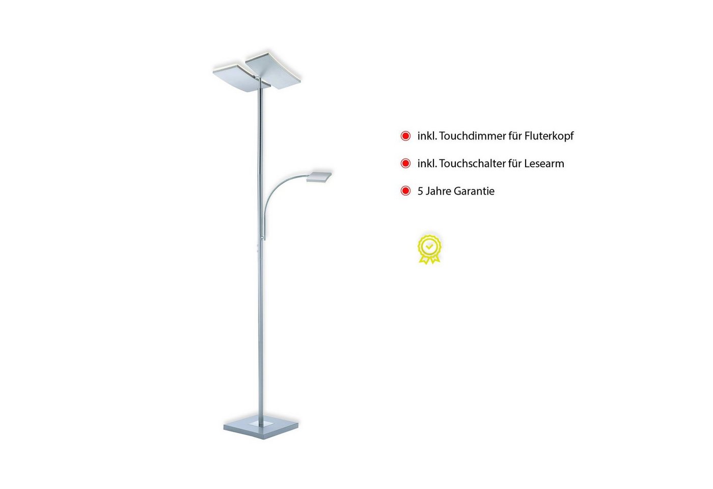 JUST LIGHT Stehlampe RUBEN, LED fest integriert, Warmweiß, LED, dimmbar über Touchdimmer, Schalter, Touchschalter – Bild 3 von 5