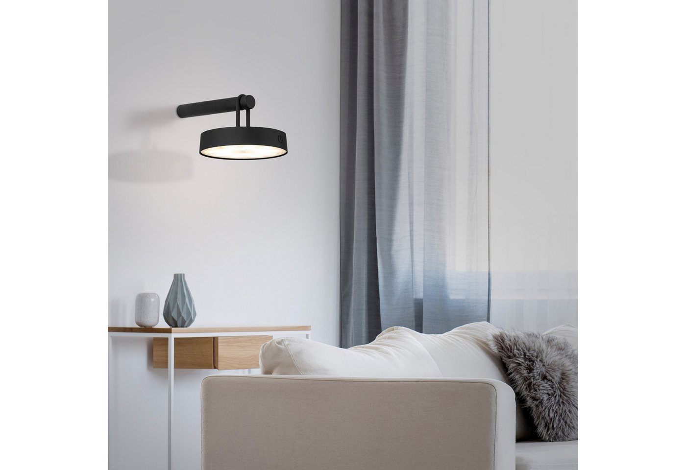 JUST LIGHT Wandleuchte ARMA, Dimmfunktion, LED fest integriert, Warmweiß, Akkuleuchte – Bild 2 von 5