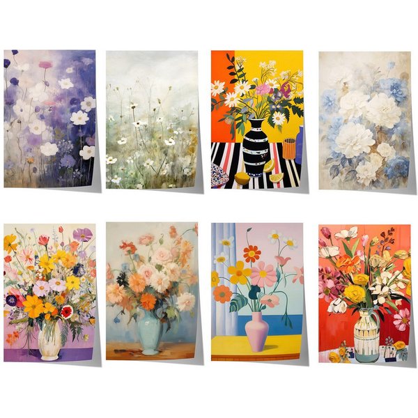JUSTGOODMOOD Poster Blumen Geschenkidee Bunte Florale llustrationen und Romantische Blüten, A (1 St)