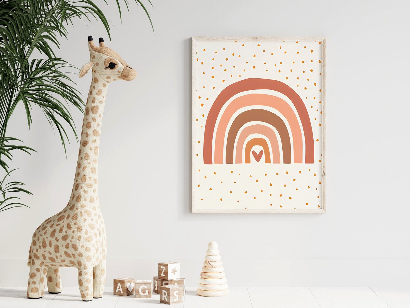 JUSTGOODMOOD Poster Kinderzimmer Sonnenstrahlen Regenbogen Herzen Blumen Kinderzimmer Bild, Wolke (1 St) – Bild 2 von 5