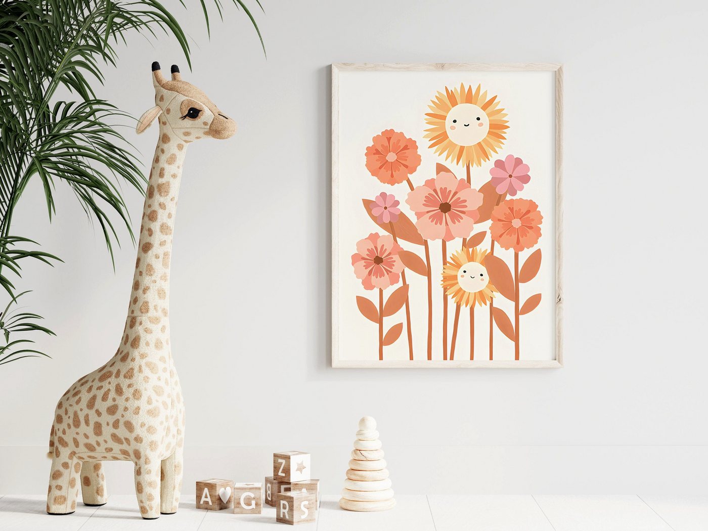 JUSTGOODMOOD Poster Kinderzimmer Sonnenstrahlen Regenbogen Herzen Blumen Kinderzimmer Bild, Wolke (1 St) – Bild 3 von 5