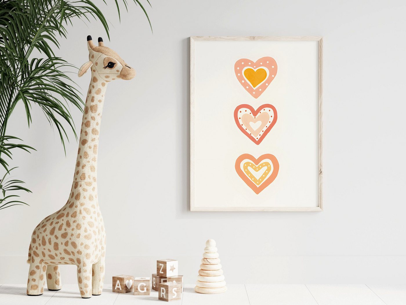 JUSTGOODMOOD Poster Kinderzimmer Sonnenstrahlen Regenbogen Herzen Blumen Kinderzimmer Bild, Wolke (1 St) – Bild 4 von 5
