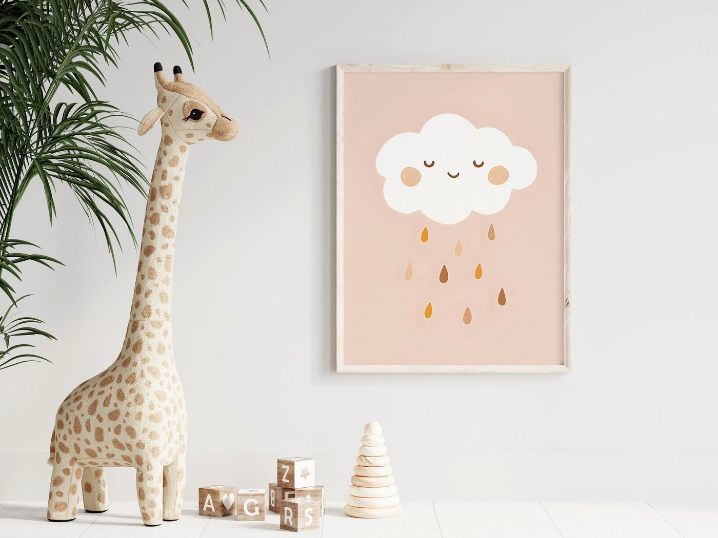JUSTGOODMOOD Poster Kinderzimmer Sonnenstrahlen Regenbogen Herzen Blumen Kinderzimmer Bild, Wolke (1 St) – Bild 5 von 5