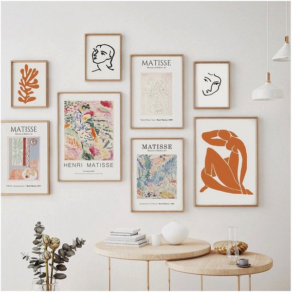 JUSTGOODMOOD Poster Matisse Gesicht Abstrakt Bilder Wohnzimmer Wandbilder Schlafzimmer Dek, D (1 St)