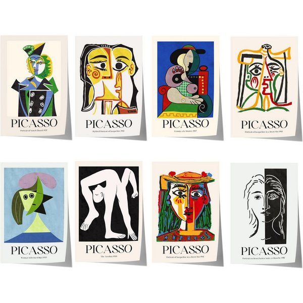 JUSTGOODMOOD Poster Pablo Picasso Geschenkidee Abstrakte Porträts Kubistische Gesichter Fa, C (1 St)
