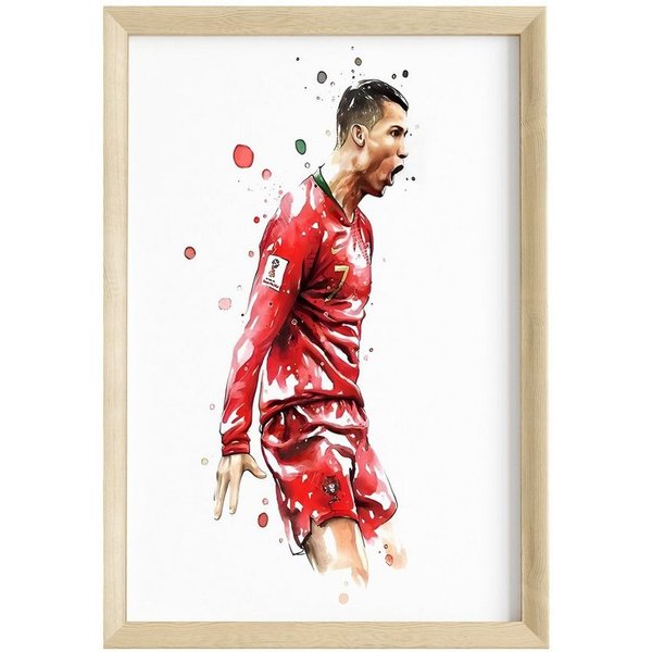 JUSTGOODMOOD Poster Premium ® Christiano Ronaldo Poster · Wasserfarben · ohne Rahmen