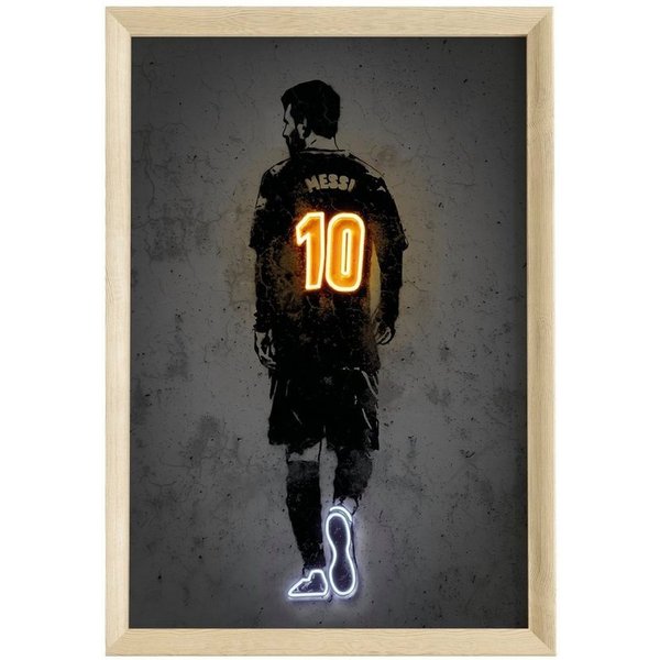 JUSTGOODMOOD Poster Premium ® Lionel Messi Poster · Neon Effekt Trikot Nr 10 · ohne Rahmen