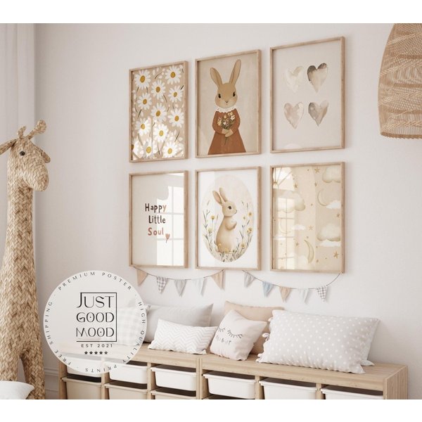 JUSTGOODMOOD Poster süße Hasen Kinderzimmer Geschenkidee für Kinder Babyzimmer Deko Modern, F (1 St)