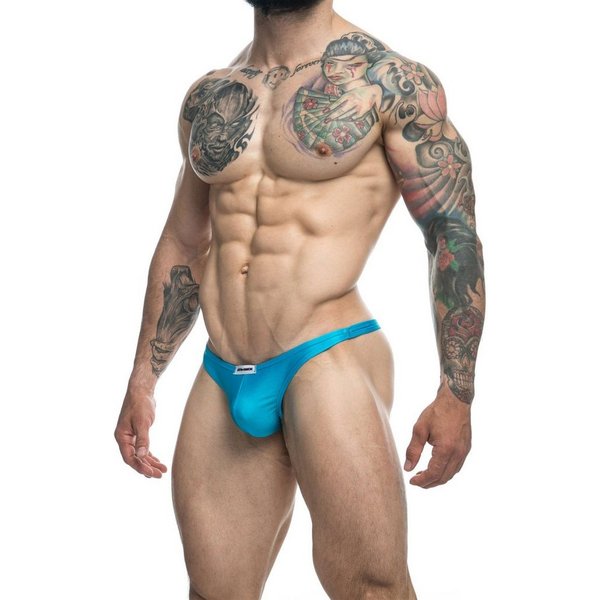 Justin + Simon String Classic Tanga Bade-String hellblau - aqua (1-St) glänzend
