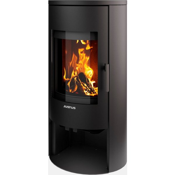 JUSTUS Kaminofen Kaya 7, Exklusiv, schau das Video, Lieferung bis ins Wohnzimmer, 7 kW, Zeitbrand, externe Verbrennungsluft, Design skandinavisch, große gebogen