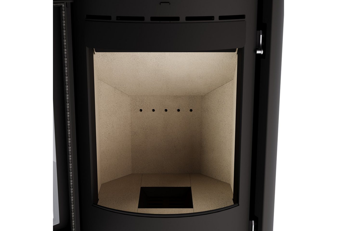 JUSTUS Kaminofen Kaya 7, Exklusiv, schau das Video, Lieferung bis ins Wohnzimmer, 7 kW, Zeitbrand, externe Verbrennungsluft, Design skandinavisch, große gebogen – Bild 2 von 5