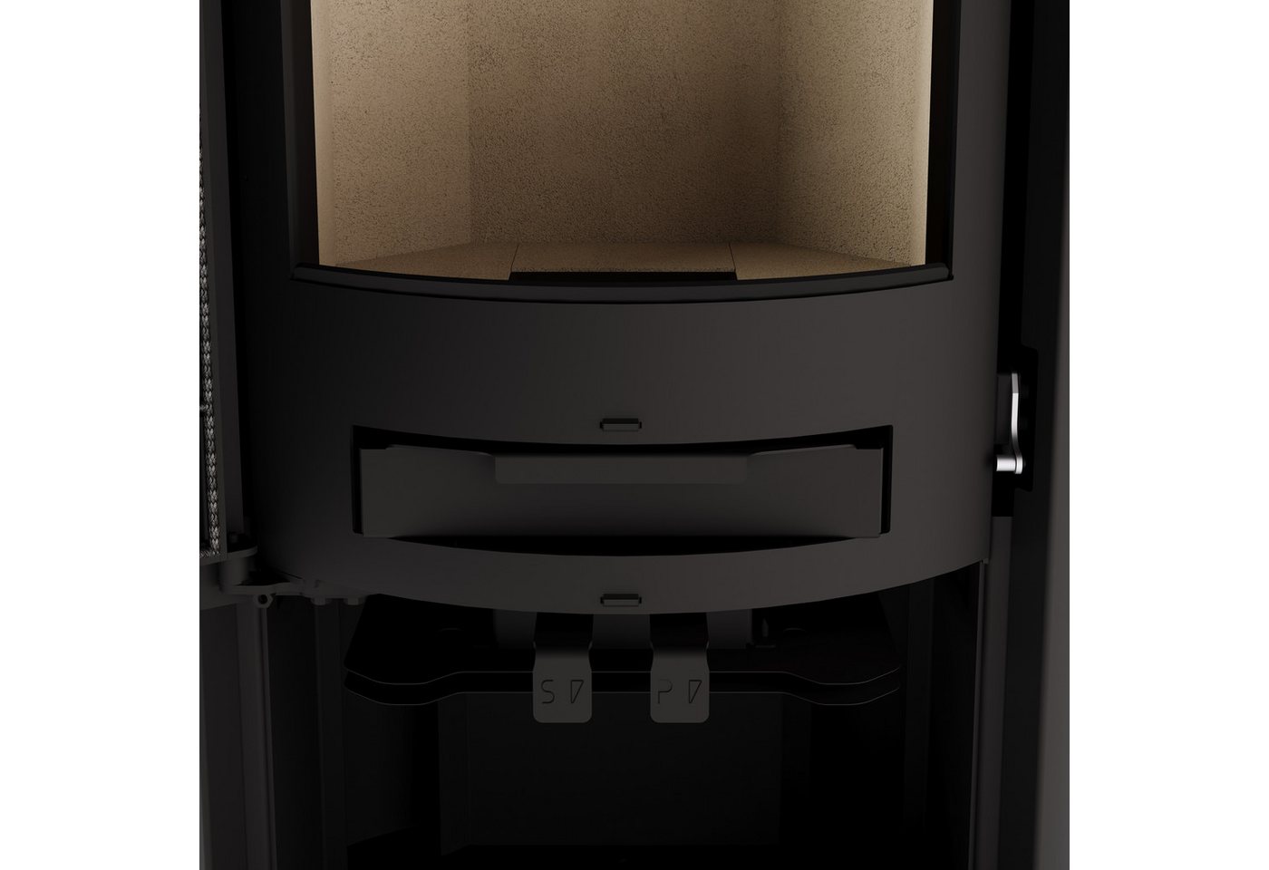 JUSTUS Kaminofen Kaya 7, Exklusiv, schau das Video, Lieferung bis ins Wohnzimmer, 7 kW, Zeitbrand, externe Verbrennungsluft, Design skandinavisch, große gebogen – Bild 3 von 5